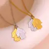 Wholesale Stainless Steel O-Shape Lockbone Chain Pendant Necklace Women's Style Electroplated 18K Gold Titanium Steel Geometric Pattern