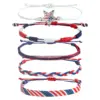 Wholesale Hand-woven Bracelet American Independence Day Flag Stars Hand-knotted Rope Red White Blue Geometric Alloy Unisex
