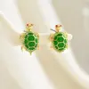 Wholesale Electroplated Tortoise Stud Earrings For Women Featuring Alloy Posts And Rhinestone Inlay