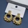 Wholesale 304 Stainless Steel Paisley Solid Color Golden Plated Elegant Modern Style Ear Studs