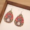 Wholesale Thanksgiving Day Double Sided PU Leather Ear Rings Retro Style Turkey Print Fashionable Women's Jewelry Earring Drop Pattern