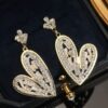 oly-8736d0be3d85ea923999cda2670abfb5 Wholesale S925 Silver Needle Douyin Same Style Accessible Luxury Style Heart Full Diamond Crystal Earrings Fashionable Elegant High-End Earrings
