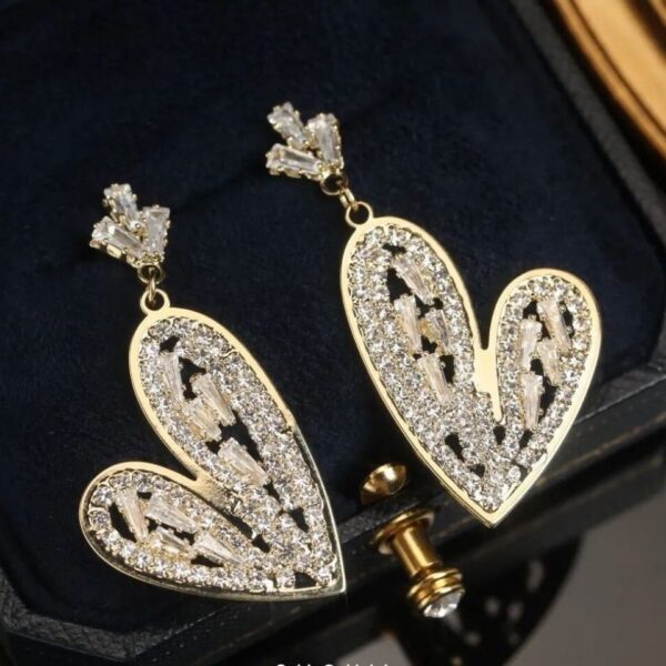 oly-8736d0be3d85ea923999cda2670abfb5 Wholesale S925 Silver Needle Douyin Same Style Accessible Luxury Style Heart Full Diamond Crystal Earrings Fashionable Elegant High-End Earrings