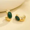 Wholesale PVD Coated Real Gold Plated Oval 304 Stainless Steel IG Style Vintage Style Simple Style Waterproof Non Tarnish Ear Studs