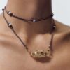 Wholesale Valentine's Day Color Tarot Necklace Niche Design Star Eye Pendant Gold Plated Color Preservation