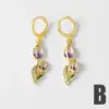 Wholesale 18K Gold Plated Copper Jewelry Oil Drop Rose Flower Zircon Pendant Earrings Ery72