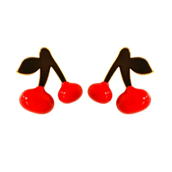 Wholesale Exquisite Fashion Design Red Cherry Earrings Handmade Glaze Red New Year Earrings For Women Christmas Festive Girl Earrings 1080