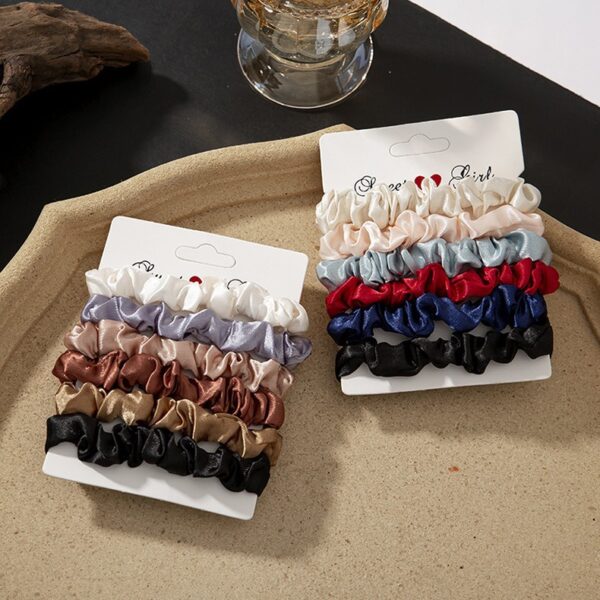 Wholesale 6 Pack Satin Small Intestinal Hair Ring Simple Basic Hair Rope Japanese Style Head Rope Girl's Pony Tail Rubber Band Headwear