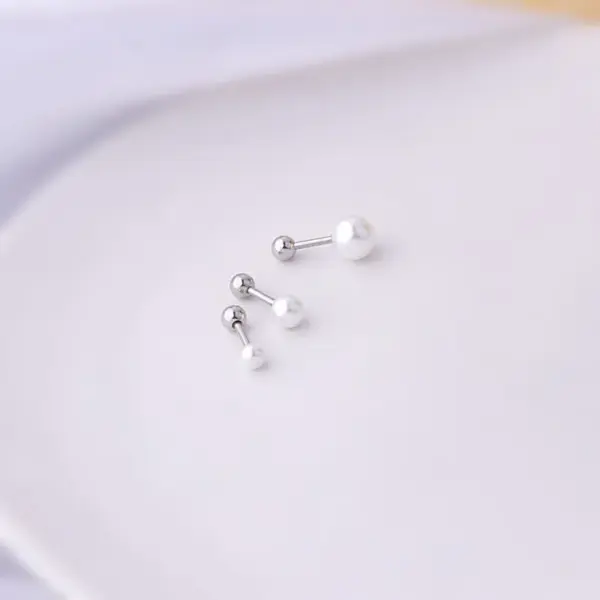 Wholesale 1 Piece 316L Stainless Steel Imitation Pearl Geometric Waterproof Non Tarnish Surgical Steel Ear Cartilage Rings & Studs