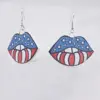 Wholesale Sunflower American Flag Lip Print Wooden Earrings Trendy Exaggerated Fashion Ear Drop Geometric Pattern Totem Craft