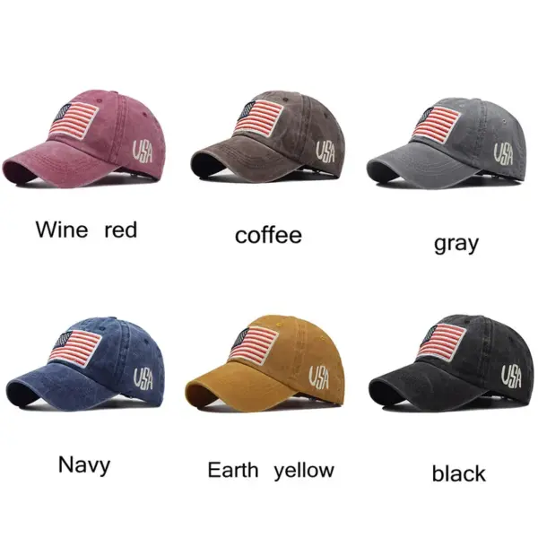 Wholesale Men's Basic American Flag Embroidery Crimping Curved Eaves Baseball Cap