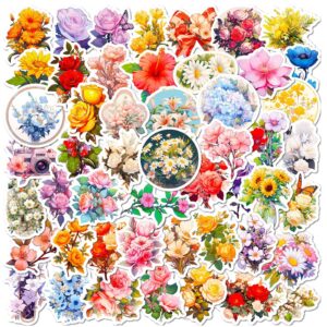 Wholesale Big Sale of 50 Retro Florals Cross-Border Graffiti Stickers Plant Flowers Cartoon Creative Handbook Stickers Export Best-Selling