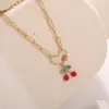 Wholesale Ion Plating (IP) 18K Gold Plated Cherry 304 Stainless Steel Classic Style Waterproof Non Tarnish 304 Stainless Steel Pendant Necklace