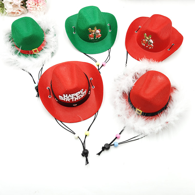 Wholesale Cross-border Amazon Western Cowboy Hat Christmas Birthday Party Hat Sunshade Sunscreen Hat Mini Pet Hat