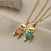 Wholesale Cute Streetwear Cartoon Copper Plating Inlay Zircon 18k Gold Plated Pendant Necklace
