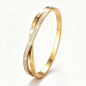 Roman numeral criss-cross strap gold