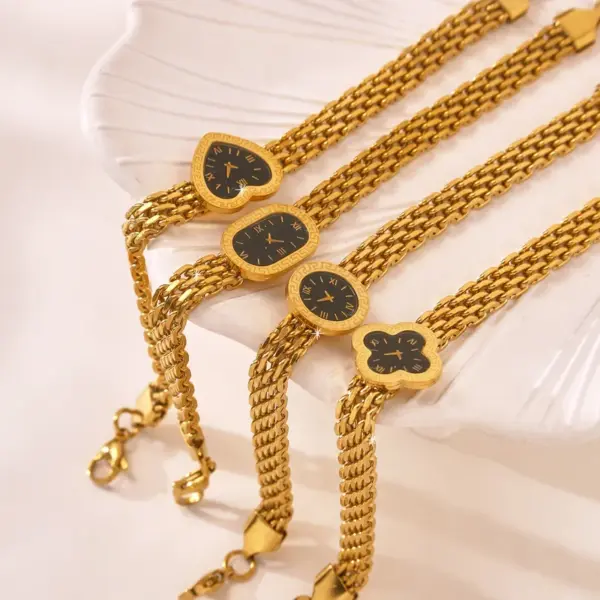 Wholesale Geometric Waterproof Non Tarnish Bracelets For Women In 304 Stainless Steel With 18K Gold Plated PVD Coated Woven Chain