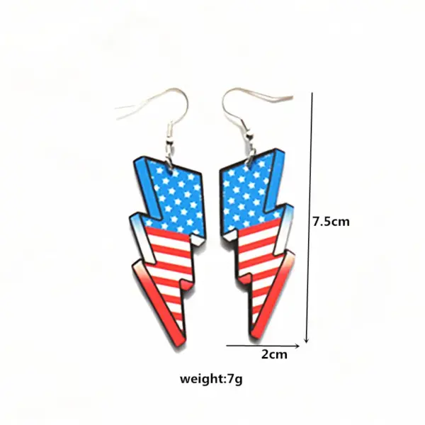oly-878acb6a4ee20edb37a6c07cc8900861 Wholesale 1 Pair Cute Sweet Printing American Flag Lightning Arylic Metal Drop Earrings