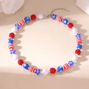 Wholesale Round Beaded Chain Necklace For Women In Multicolor Plastic With Stone-Free Inlay, Simple Style