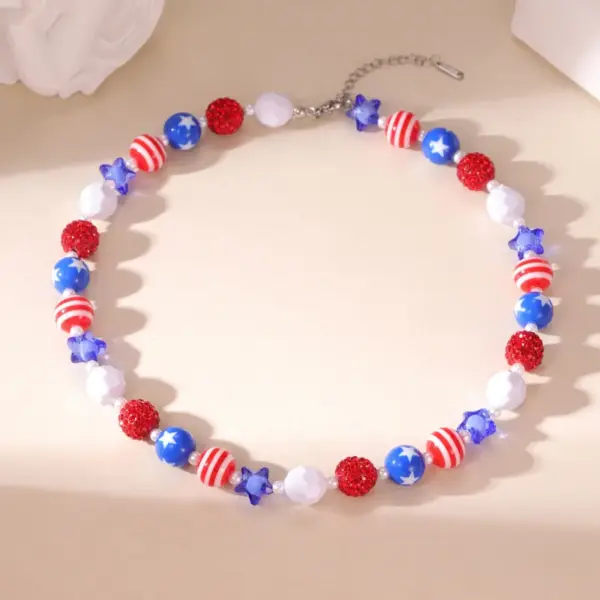 Wholesale Round Beaded Chain Necklace For Women In Multicolor Plastic With Stone-Free Inlay, Simple Style