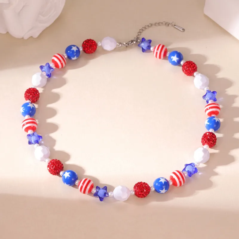 Wholesale Round Beaded Chain Necklace For Women In Multicolor Plastic With Stone-Free Inlay, Simple Style