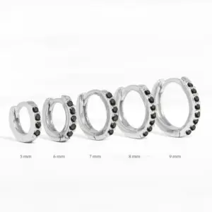 White Gold Color Black Diamond 11mm