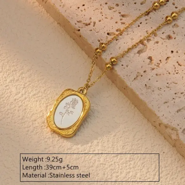 Wholesale 201 Stainless Steel 304 Stainless Steel Plastic Tulip Ion Plating (IP) Acrylic 18K Gold Plated Elegant Waterproof Non Tarnish Inlay Multicolor-Golden Yellow Pendant Necklace