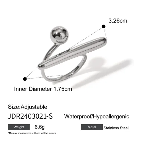 Wholesale Real Gold Plated 304 Stainless Steel PVD Coated Geometric Solid Color Waterproof Non Tarnish Plating IG Style Open Rings For Women's