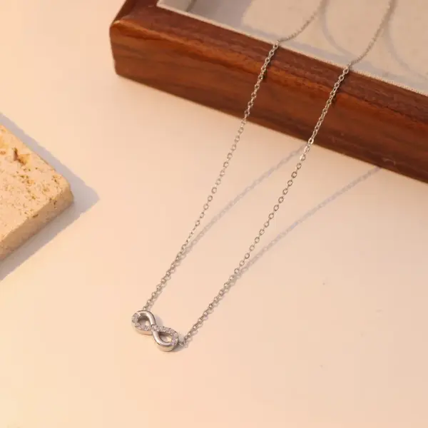 oly-87baffc4ad185b13d30351eab8c40598 Wholesale PVD Coated 18K Gold Platinum Real Plated Infinity 304 Stainless Steel Casual Simple Style Waterproof Non Tarnish Pendant Necklace