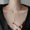 Wholesale High-grade Light Luxury LOVE Tassel Necklace Chain Women's Summer Collarbone Chain Simple Niche Woolen Chain Without Fading Valentine's Day