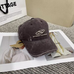 EPOW washed ripped baseball cap-Brown / Adjustable
