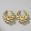 Wholesale Three-dimensional Geometric Earrings For Women In Copper With KC Golden Water Plating And 0.03µm Thickness