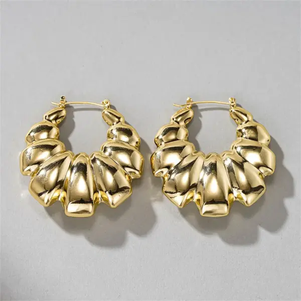 Wholesale Three-dimensional Geometric Earrings For Women In Copper With KC Golden Water Plating And 0.03µm Thickness