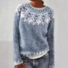 Wholesale sweater women's wish round neck color matching loose fashion pullover sweater
