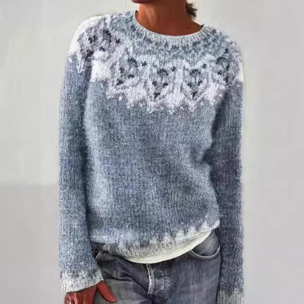 Wholesale sweater women's wish round neck color matching loose fashion pullover sweater