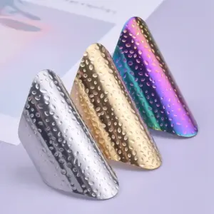 Wholesale PVD Coated Real Gold Plated 18K Gold Geometric Solid Color 304 Stainless Steel Hip-Hop Retro Waterproof Non Tarnish Open Rings