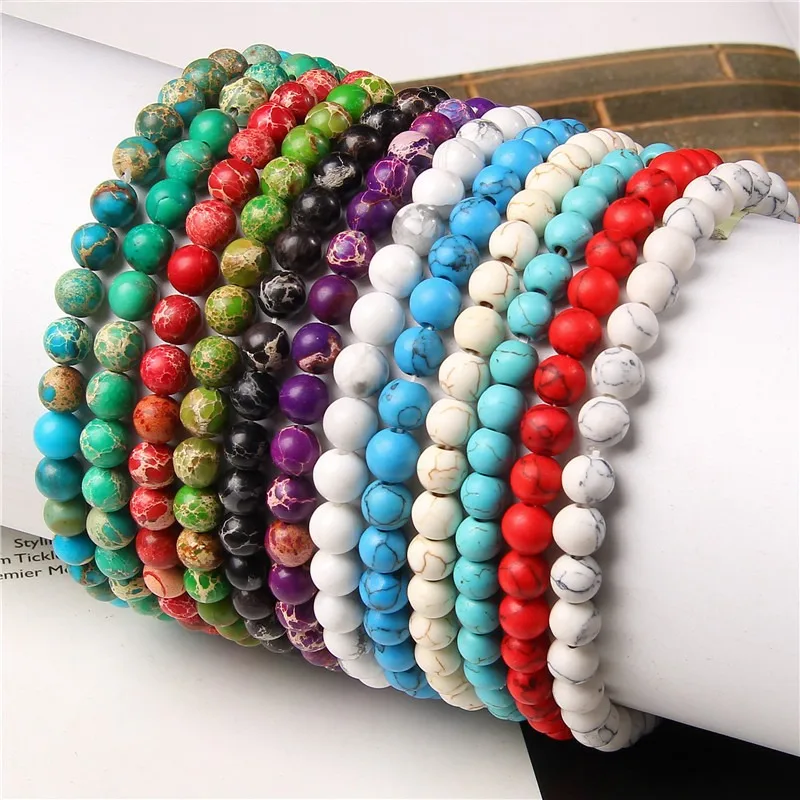 Wholesale Fashion Solid Color Natural Stone Beaded Bracelets