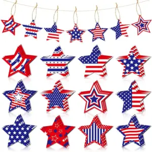 Wholesale Holiday Decoration Star Pendant Gift Tag American National Day Decoration Ornament Paper Hanging Decoration