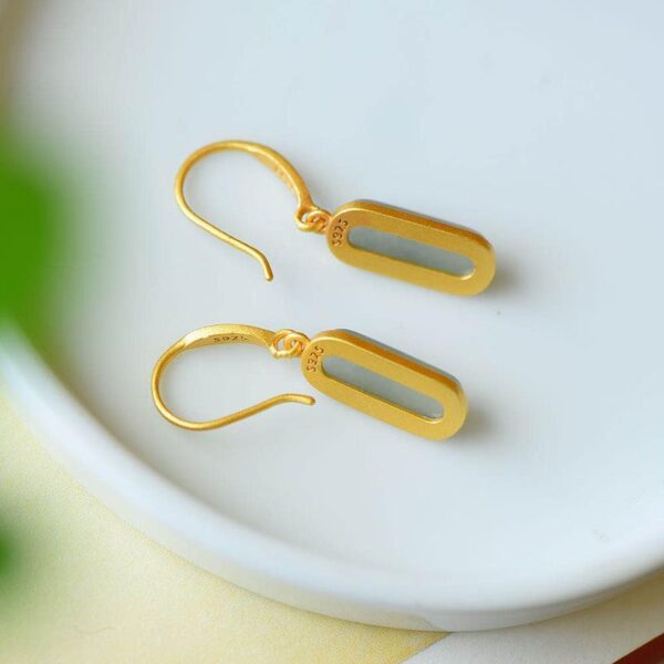 Wholesale jade ear hook natural jade earrings S925 sterling silver inlaid ancient silver simple fashion Valentine's Day gift
