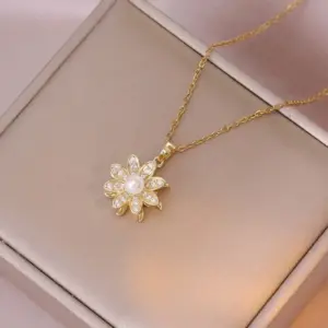 X0612 Gold Flower Rotating Necklace