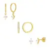 Wholesale Unisex Rhombus Stud Earrings With Electroplated Copper Posts And Zircon Inlay