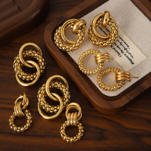 Wholesale Titanium Steel Earrings Solid Glossy Earrings High-End Autumn and Winter Earrings Accessible Luxury Niche Women's Earrings Ear Buckles