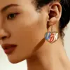 Wholesale Retro White Star Print Acrylic Drop Earrings With 304 Stainless Steel Ear Pins For Women