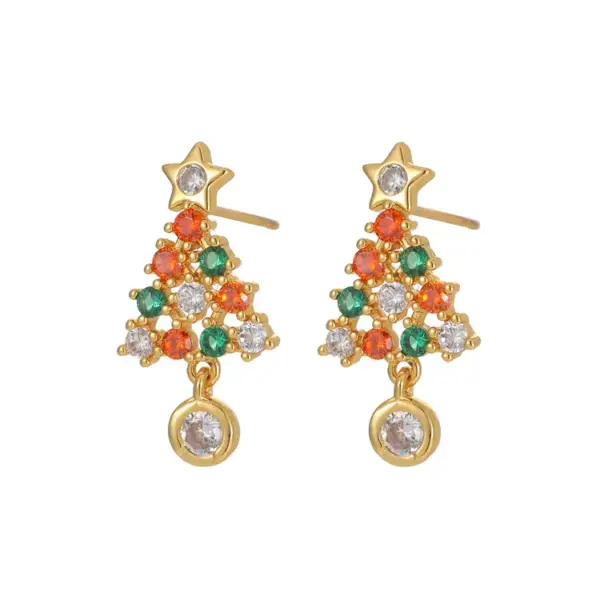 Wholesale Maple Leaf Stud Earrings For Women With 925 Sterling Silver Posts, Copper Base, 14K Real Gold Plated And Zircon Inlay