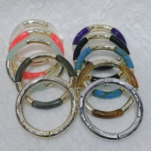 oly-8840dd861ca99cf6bd29986a2b071449 Wholesale Fashion Creative Tube Beads Elastic Bracelet Acrylic Double Color Curved Tube Round Tube Bracelet