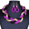 Wholesale Women's Artificial Diamond Jewelry Set Necklace/Earrings Flowers Women's Chain Popular Jewelry