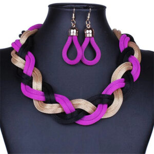 Wholesale Women's Artificial Diamond Jewelry Set Necklace/Earrings Flowers Women's Chain Popular Jewelry