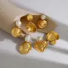 Wholesale Ion Plating (IP) 18K Gold Real Gold Plated Round Water Droplets Heart Shape 304 Stainless Steel Retro Vacation Simple Style Waterproof Non Tarnish Drop Earrings