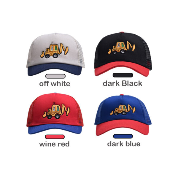 oly-885d440c87750e6cd76d5dd4bbed6694 Wholesale children's baseball cap cartoon excavator embroidery mesh cap boys and girls curved brim peaked cap