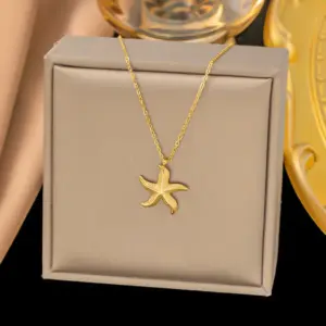 20 [Ah53] Large and Small Starfish Necklace / Gold